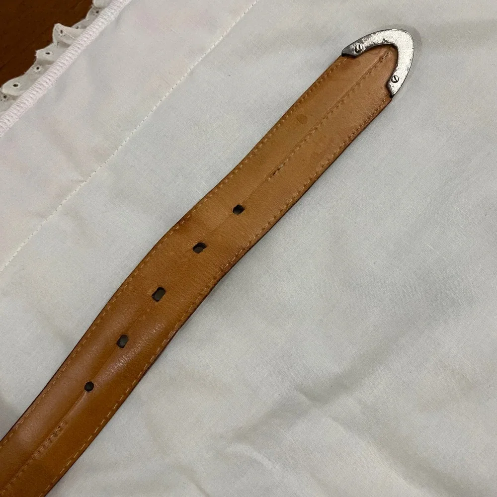 Martin Dingman VTG Belt Men 42 Brown Alligator Grain Leather USA 045126 Buckle